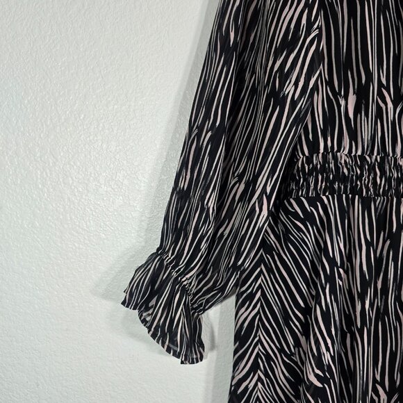 Lane Bryant Zebra Print Dress Women Plus Size 22-24 Black Long Sleeve Boho - Picture 14 of 15